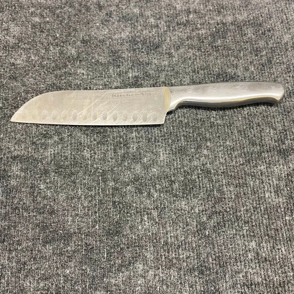 KitchenAid  Santoku Knife Stainless Steel Granton Edge Silver 12 inch Total